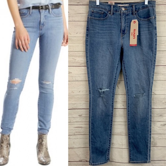 levi's black distressed jeans